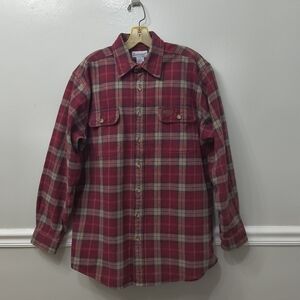 Carhartt Men's Casual Red Plaid Shirt L-Tall Button Down Casual Layering Work